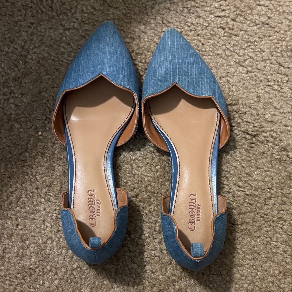 Crown Vintage Denim Blue Pointed Flats